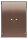 HARVIA Двери стеклянные, двойные 13/21 коробка алюминий, бронза/прозрачная Арт. EHH01187/EHH01189