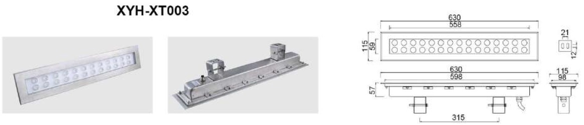 Размеры Подводные линейные светильники XYHXT003-18W 18*1W для фонтанов